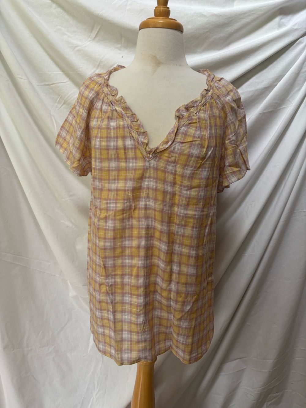 NWT Max Studio Plaid Spring Top L ~ New $78 w tag